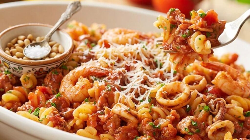 Rotini Pasta with Meat Sauce