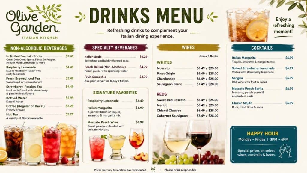 olive garden drinks menu